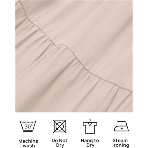 Women's Apricot Summer Casual Flutter Short Sleeve Crew Neck Smocked Maxi Dress - Picture 6 of 6